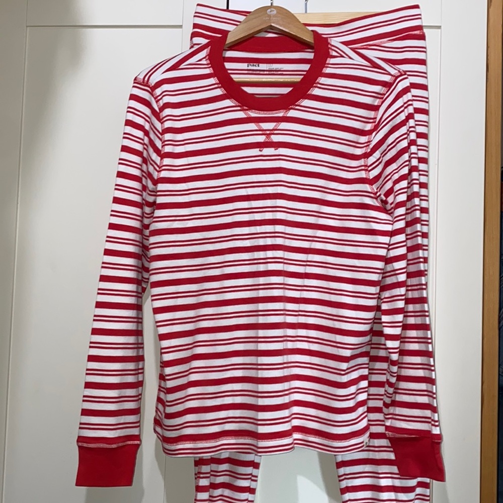 PACT Christmas vintage candy cane pajamas set for women